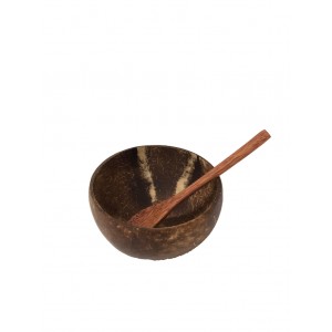 BOWL COM COLHER DE CASCA COCO NATURAL TRATADA E POLIDA