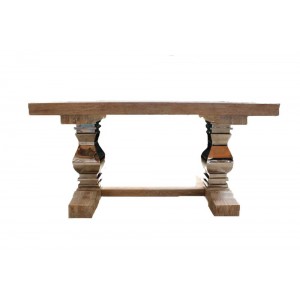 Mesa em Madeira Patina c/ Aço Polido e Mármore 160X75X80 cm