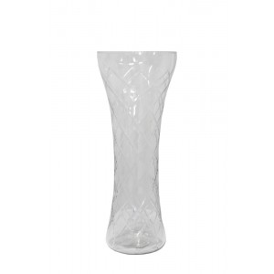 Vaso/Cachepot em Vidro Transparente Trabalhado A28XD11 cm