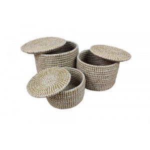 JG 03 PC CESTO DE FIBRA NATURAL C/ TAMPA SCP-22 35X25CM