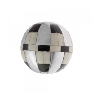 Bola Decorativa em Metal com Chifre e Resina Grande D14 cm