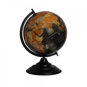 Globo Terrestre Decorativo Preto c/ Suporte Preto A44xD32 cm
