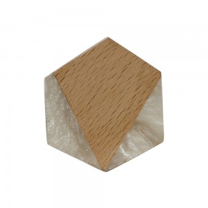Puxador Hexágono Geométrico Branco Réplica Madeira em Resina