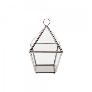 Lanterna de Metal e Vidro Pentágono 13X22X22 cm