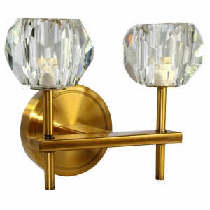 Arandela de Parede em Metal Dourado e Vidro Duplo 25X18X12 cm