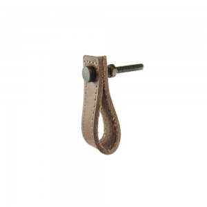 Puxador Decorativo Luxuoso em Couro Marrom c/ Metal 6x2x1 cm