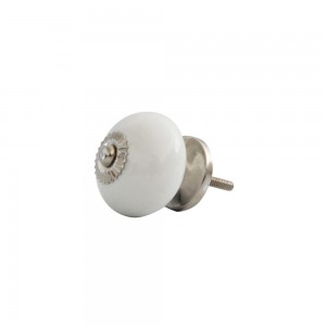 Puxador Luxuoso Cerâmica Branco com Metal Cromado 4x4x3,5 cm
