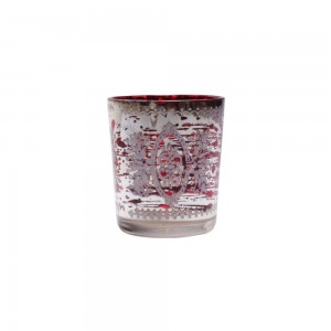 Cachepot de Vidro Metalizado Decorado Vermelho A7,5xD6cm