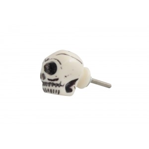 Puxador Decorativo Réplica Caveira Branco Preto em Resina