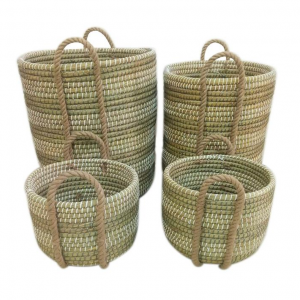 JG 3 PCS CESTO FIBRA NATURAL REDONDO C/ ALCA SCP-64
