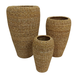 JG 3 PCS CESTO DE JUTA FORMATO CONICO FIBRA NATURAL BDI-13