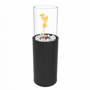 LAREIRA BIOETANOL LIQUIDO METAL/ AÇO INOXIDAVEL COM VIDRO BOROSSILICATO DIM:  80 X26 X26 CM