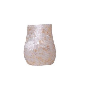 Vaso Decorativo em Madrepérola Branca Escamas A29xC24,5xL18 cm