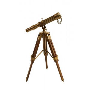 Luneta Retrô em Madeira e Metal Dourado A30xC19 cm
