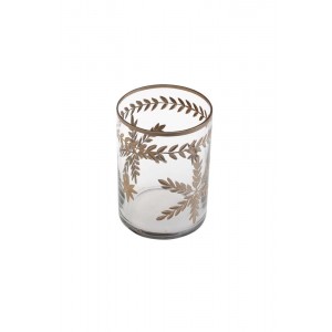 Vaso de Vidro c/ detalhes em Dourado A13xD10 CM