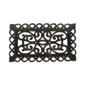 Bandeja de Ferro Trabalhado e Vidro Retangular Arabesco 7x19x32 cm