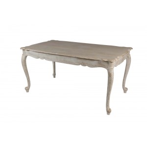 Mesa De Madeira Branco Pátina Estilo Retrô 78x90x158 cm