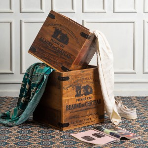 CONJUNTO DE BAU EM  MADEIRA M- 10102 42 X 40 X 40 CM  E 36 X 35 X 35 CM