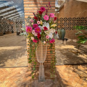 SUPORTE PARA FLOR EM CRISTAL E VIDRO ALT92 CM DIAM 26 CM