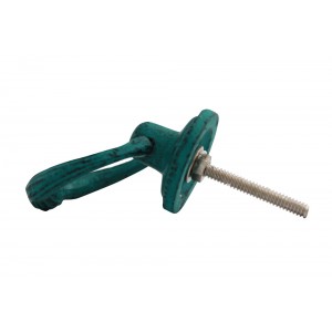 Aldrava em Metal Envelhecido Turquesa Formato Argola A6XD4,5 cm