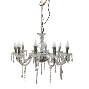 LUSTRE EM ACRILICO 10 BRACOS 110V E HASTE DE FERRO