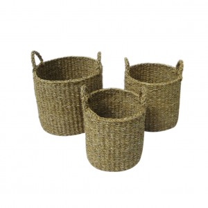 JG 03 PCS CESTOS REDONDO FIBRA NATURAL  BDH-10