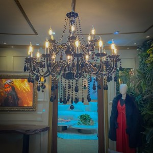 LUSTRE CRISTAL BLACK 18 BRAÇOS