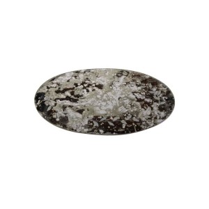 Base Oval em Vidro  Espelhado Rajado Decorado Folhas de Louro C40xL28 cm