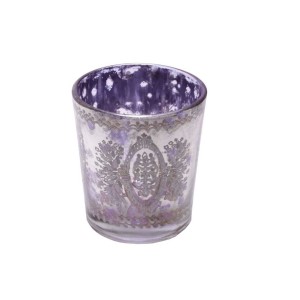 Cachepot de Vidro Metalizado Decorado Roxo A7,5xD6cm