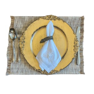 Sousplat Dourado Rustic Poliuretano 33X22