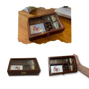 Conjunto de Jogos em Caixa de Madeira 21.5X13,5X5 cm