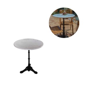 Mesa Redonda em Mármore Branco C/ Base Ferro A72xD60 cm