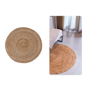 Tapete de Juta Redondo Aspiral Amarelo 120CM