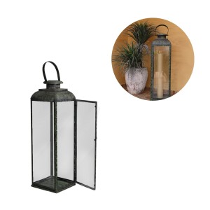 Lanterna Aço Inox Pátina Verde Musgo com Alça 30X104 cm